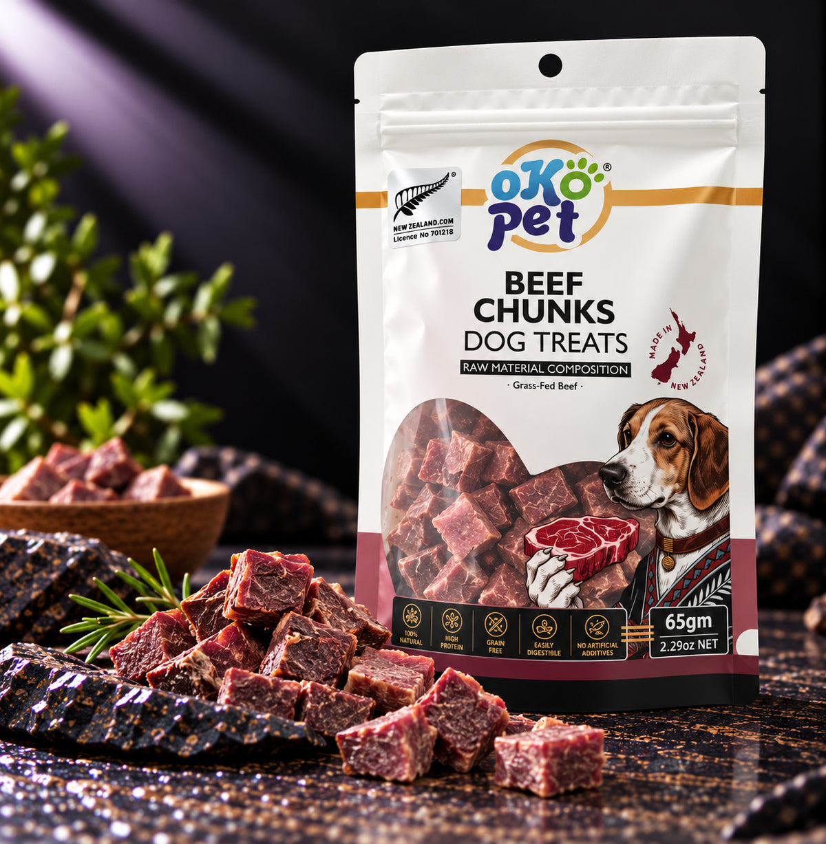 Grass-Fed Beef Chunks Freeze Dried Dog Treats