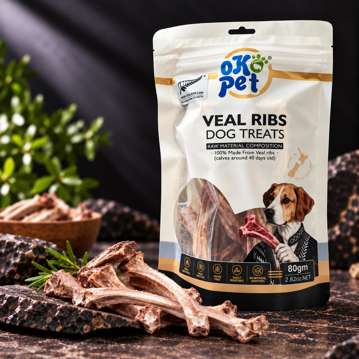 Dog Ribs Container Veal Ribs Freeze Dried Dog Treats – OKO PET